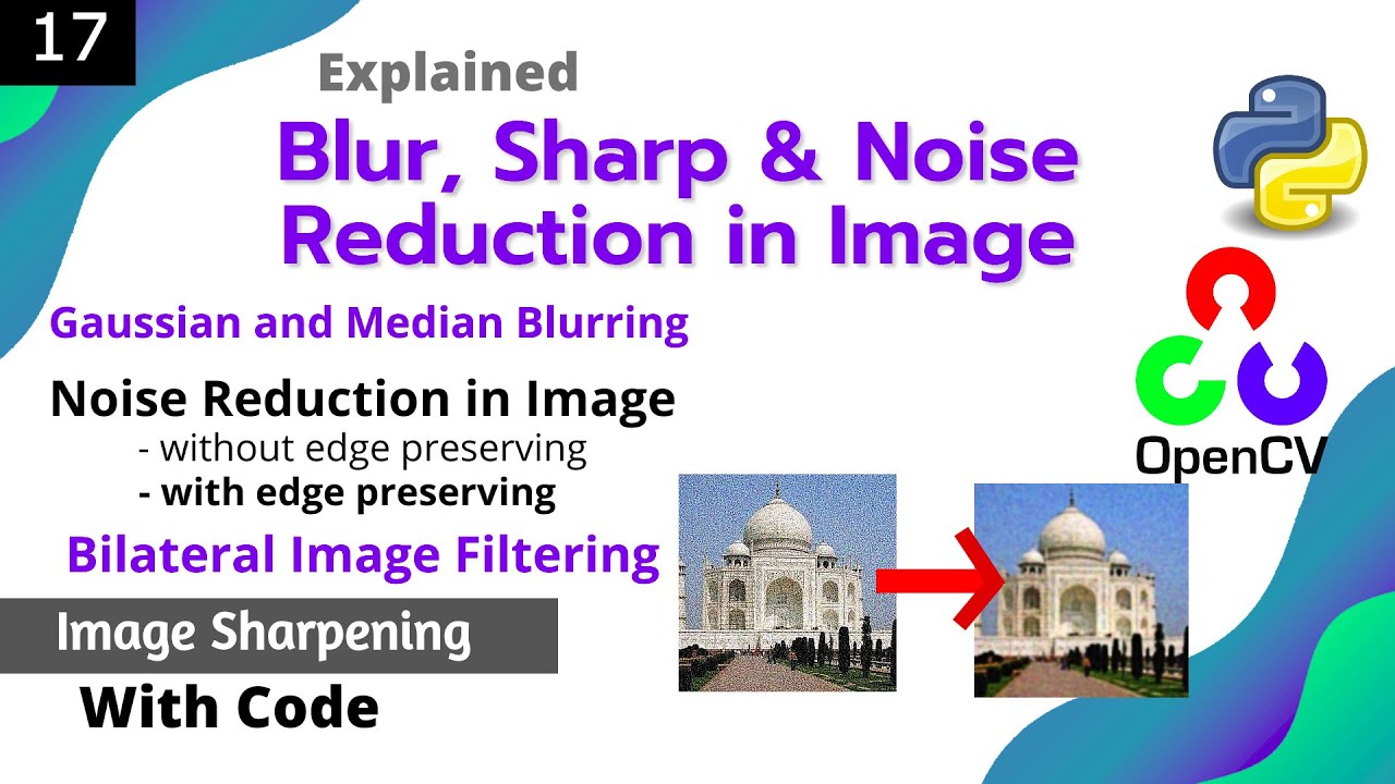 #17 OPENCV-PYTHON | Image Sharpening, Noise Reduction, Blur | Gaussian, Median, Bilateral FILTERING