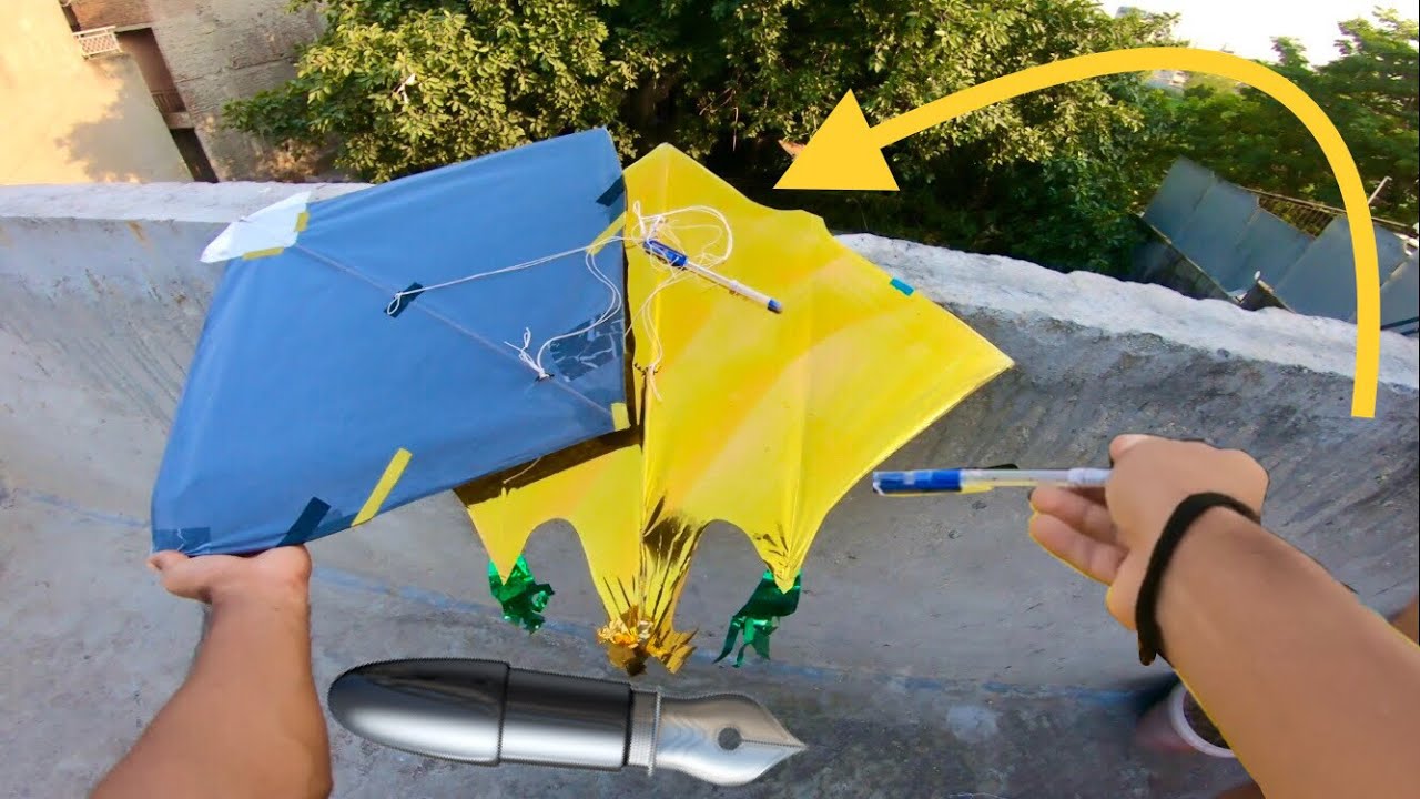 Caught kite at others rooftop with pen 🖊