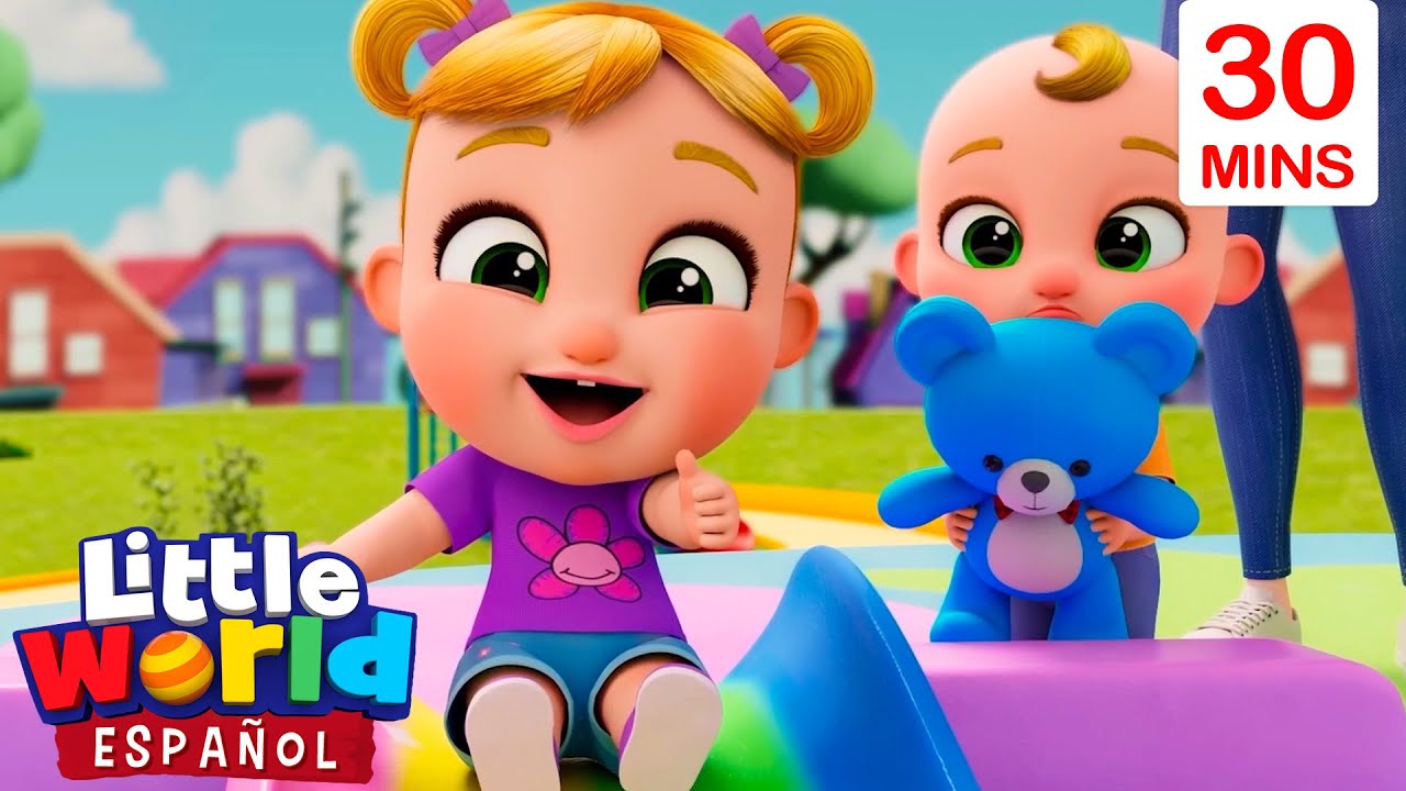 Diez Bebés En El Tobogán🎤Canciones Infantiles🎶Little World👶🏻Dibujos animados para niños