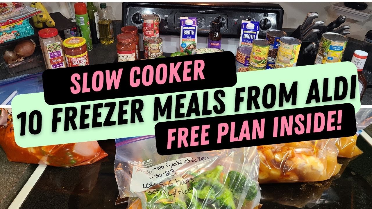 10 SLOW COOKER FREEZER MEALS FROM ALDI || FREE PREP PLAN!
