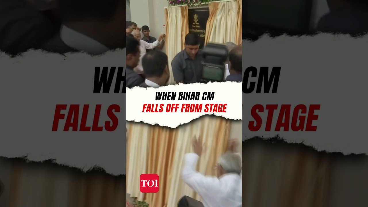 Watch: Bihar CM Nitish Kumar falls off from stage in Patna