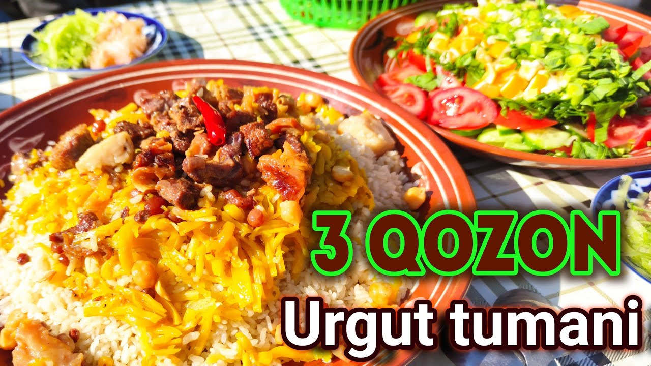 Urgut tumanidagi Mashhur Osh katta qozonda tayyorlanish jarayoni.    