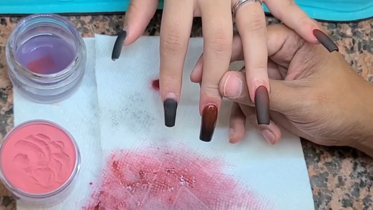Making Red and Black Color Ombre Nails look EASY | Tips & Tricks 