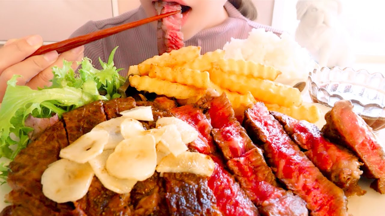 【咀嚼音】とろける高級黒毛和牛ステーキ｜Wagyu steak Eating Sounds/ASMR/mukbang