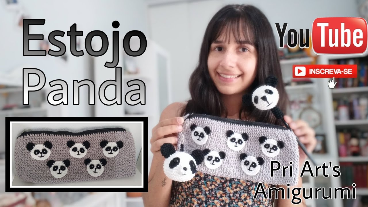 Estojo Panda ( Kit volta as aulas) crochê - DIY