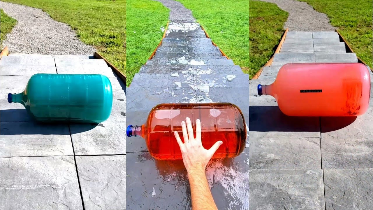 💥🍾Breaking glass bottle -608 | ⚠️ Crushing crunchy and soft things | Throwing bottle down stair