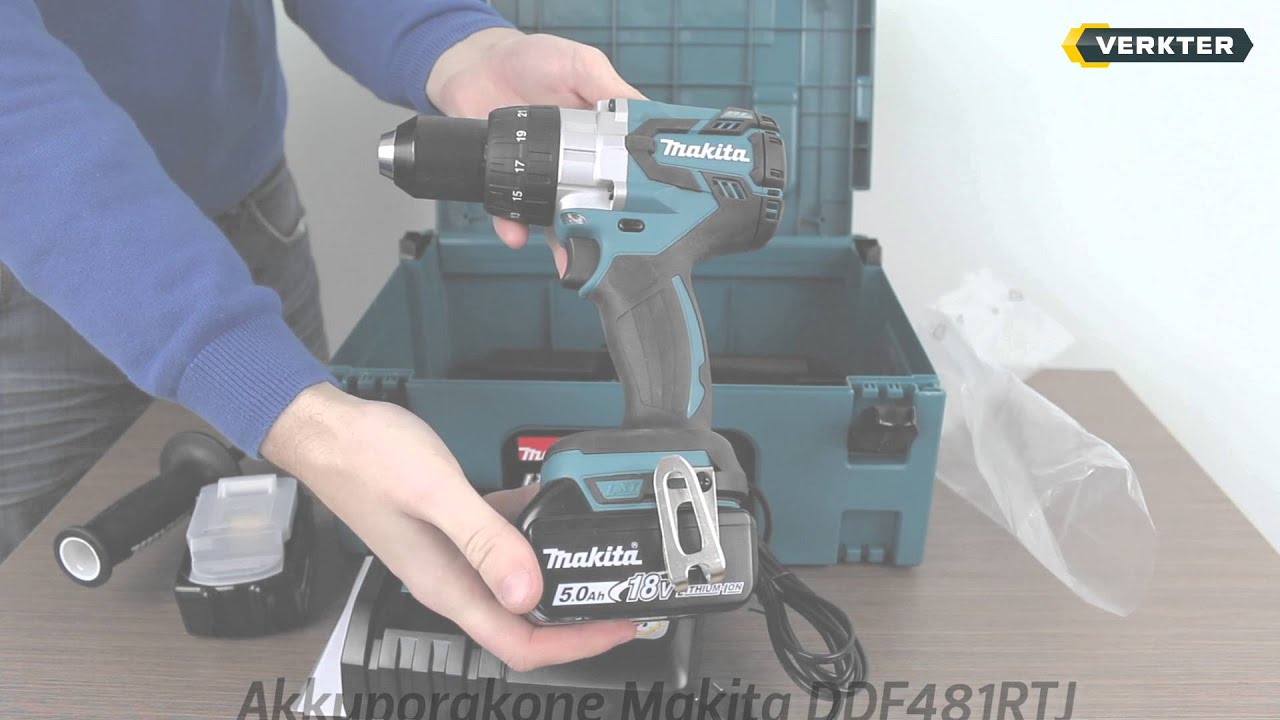 Akkuporakone Makita DDF481RTJ - 18 V + Jääkaira pilkkimiseen