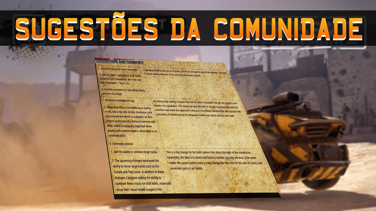 Crossout - Sugestões da Comunidade