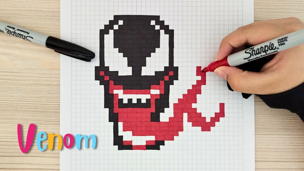 Como dibujar a VENOM en PIXEL ART – Tutorial paso a paso