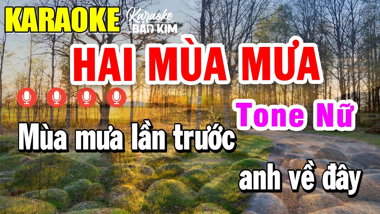 Hai Mùa Mưa Karaoke Tone Nữ ( F#m ) Nhạc Sống 2026 | Bảo Kim