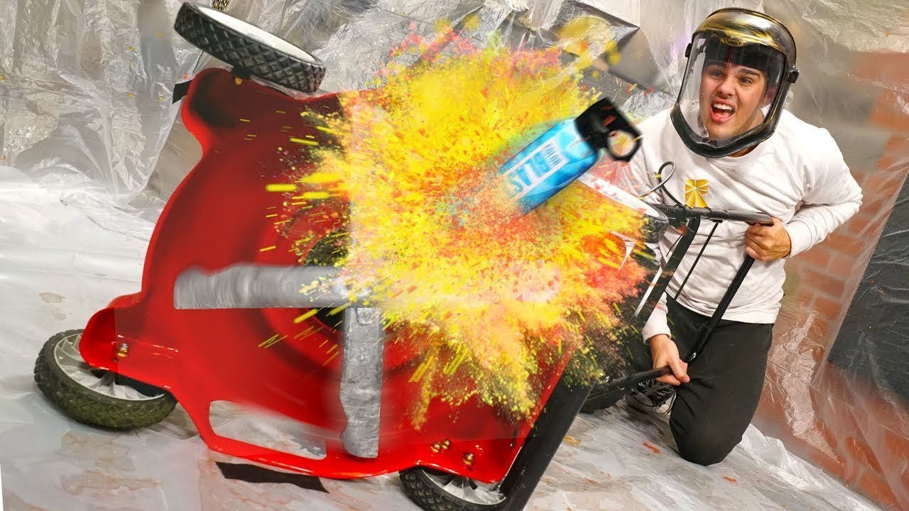 Exploding Paint Thrown Into Lawn Mower?