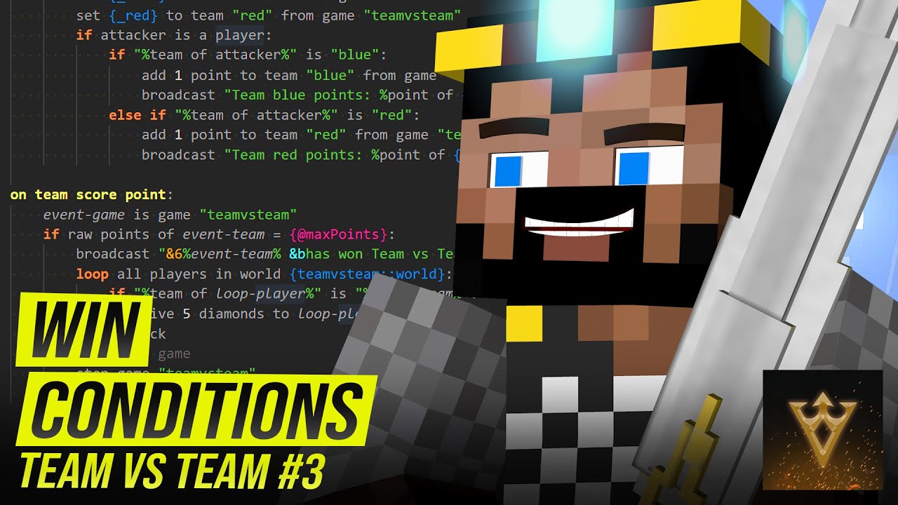 WIN CONDITIONS for Team vs Team | Minecraft Skript Tutorial - Episode 3