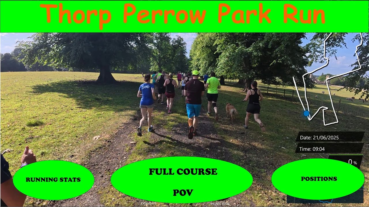 Thorp Perrow Park Run - Full Course POV With Run Stats And Positions