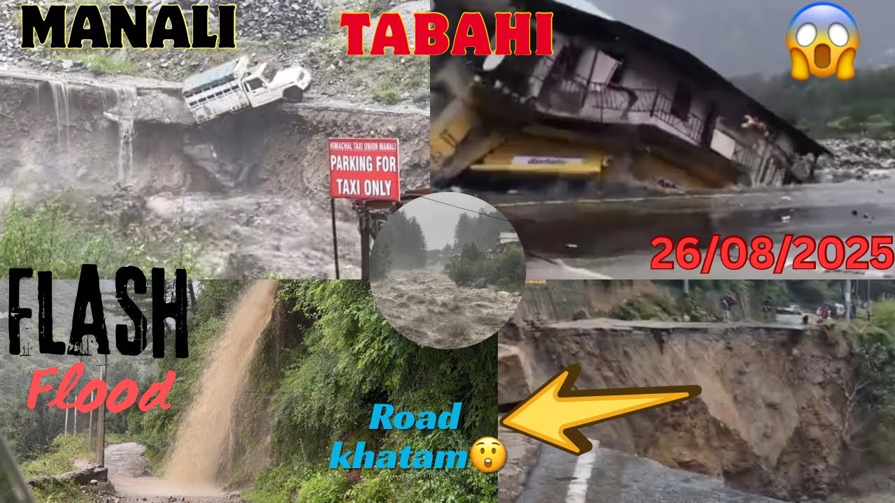Kullu manali flash flood😱 // Tabahi ho gayi manali mei// Road khatam