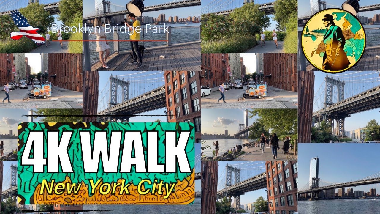 [4K] NYC Walk through Brooklyn Bridge Park - New York City, USA 🇺🇸 - Summertime Golden Hour