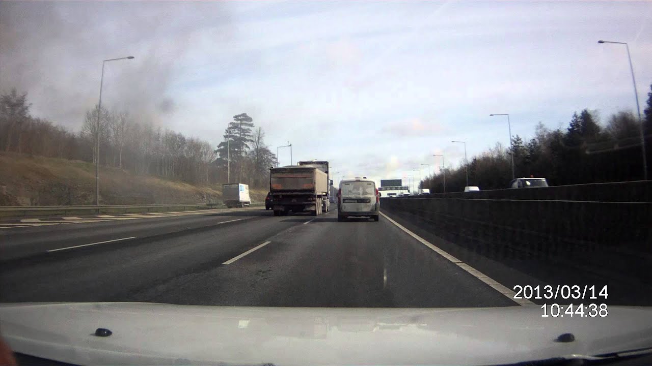 Truck on fire on M50 on Blanchardstown Slipway