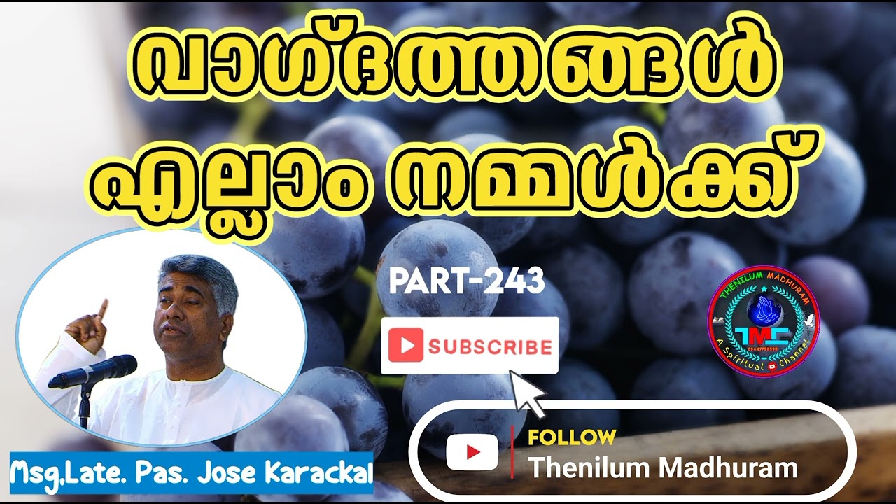 വാഗ്ദത്തങ്ങൾ പൊതിഞ്ഞു കെട്ടി വെക്കാനുള്ളതല്ല Part 233 Pas Jose Karakkal#tpm #spiritual#gospel#bible