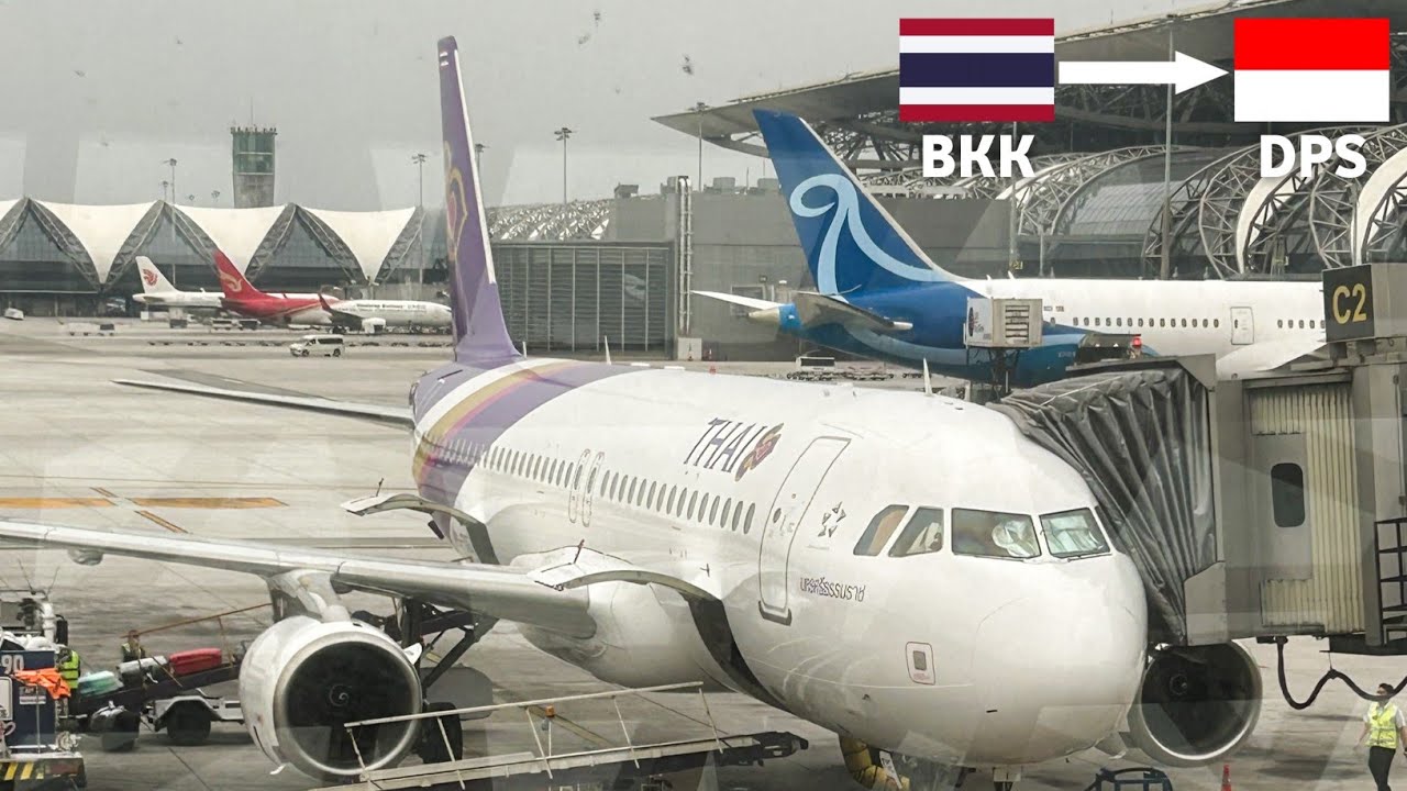 THAI AIRWAYS BANGKOK-DENPASAR BALI TG 439 AIRBUS A320-232 ECONOMY CLASS
