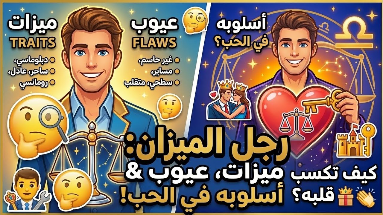 💌 #صفات #رجل #الميزان #ميزات و #عيوب وكيف تكسب قلبه 🤭🤭🤭