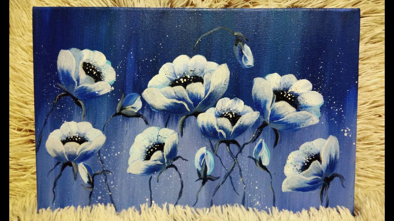 Рисуем цветы акрилом. Acrylic Painting / Нow to draw flowers / Easy for beginners / Tutorial