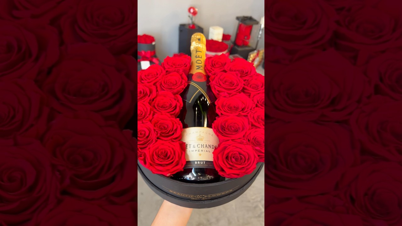 #howto HAZ ESTE ARREGLO CON UNA BOTELLA DE CHAMPAGNE rosas preservadas #roses #redroses #gift