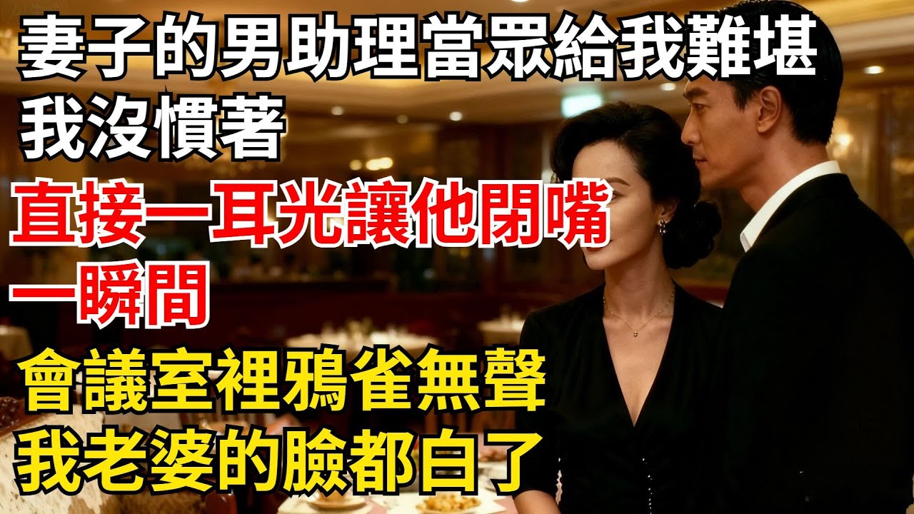 妻子的男助理當衆給我難堪，我沒慣著，直接壹耳光讓他閉了嘴。壹瞬間，會議室裏鴉雀無聲，我老婆的臉都白了【夜半心聲】#男頻小說#都市#故事#小說#爽文