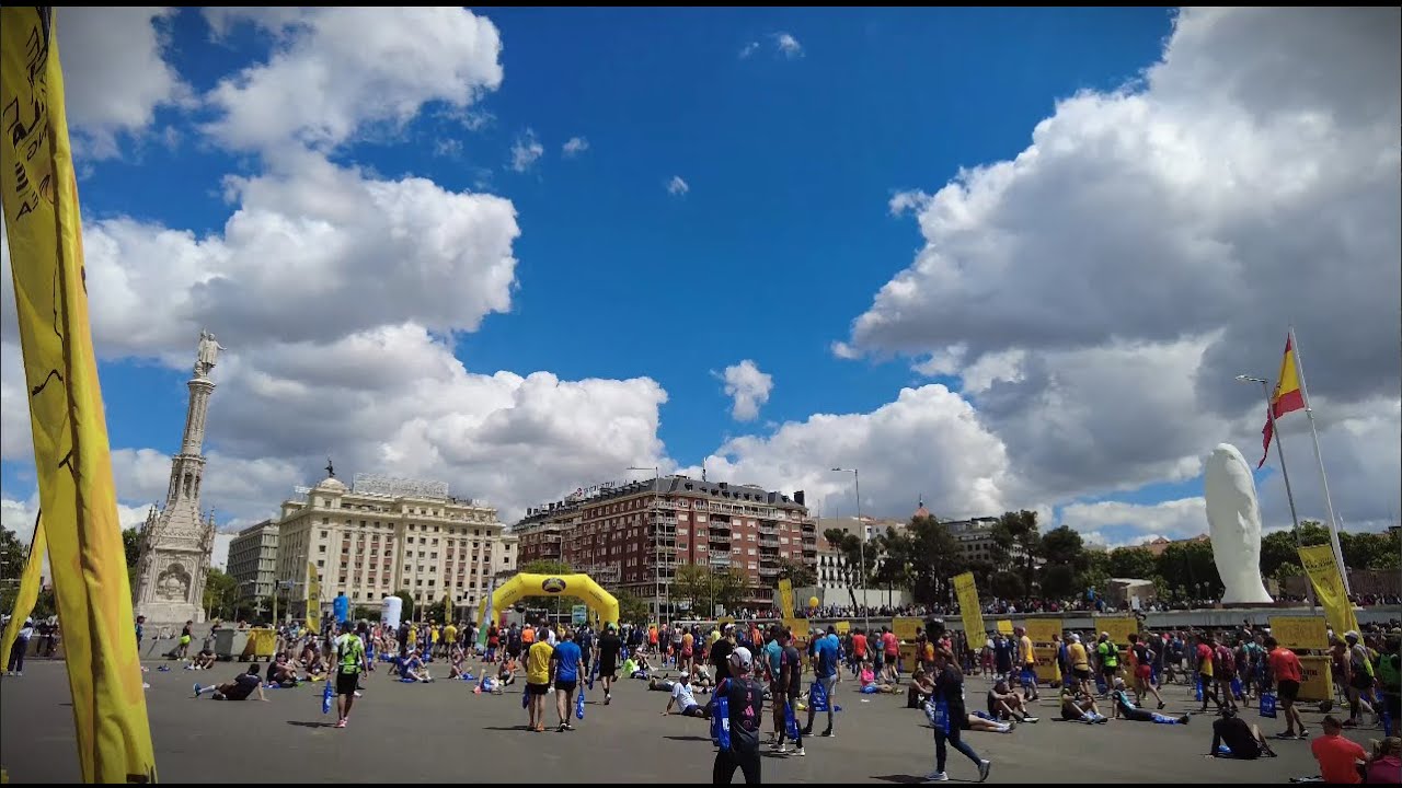 2024 Madrid Marathon, Gran V&iacute;a, Columbus Square | Madrid Walking Tour | Spain | 4k 60fps HDR