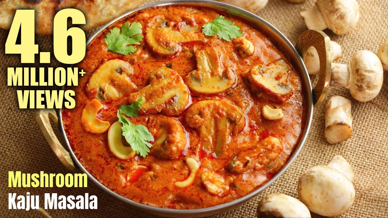 Kaju Mushroom masala gravy curry for Roti , Naan, Variety Rice Recipe in Telugu || Visami Food
