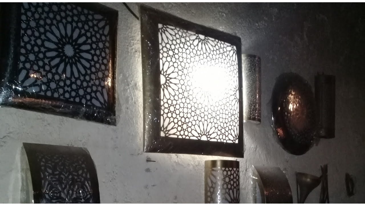 A beautiful Moroccan brass wall lamp all by hand