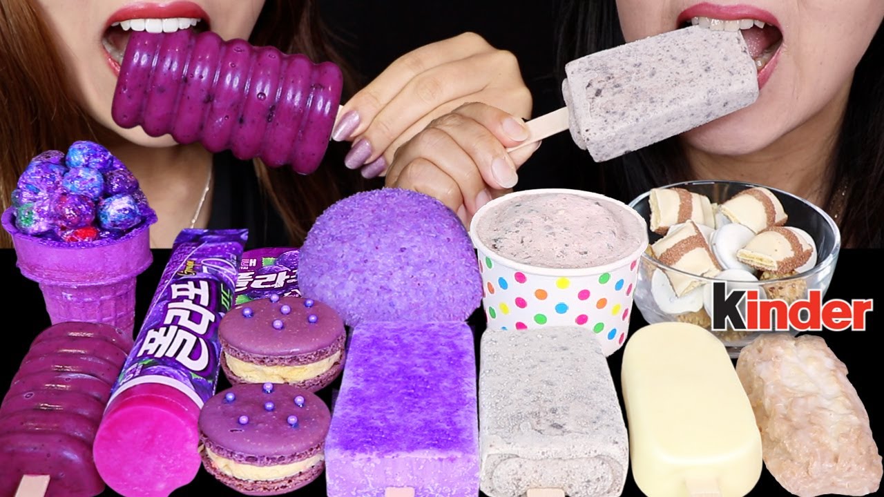 ASMR PURPLE VS WHITE CHOCOLATE (GRAPE POLAPO, MAGNUM ICE CREAM BAR, DONUT STICK, COOKIE CEREAL) 먹방
