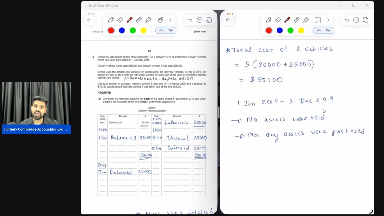 CAMBRIDGE IGCSE ACCOUNTING - Ledger Accounts for Non Current Assets (2021 PAST EXAM)