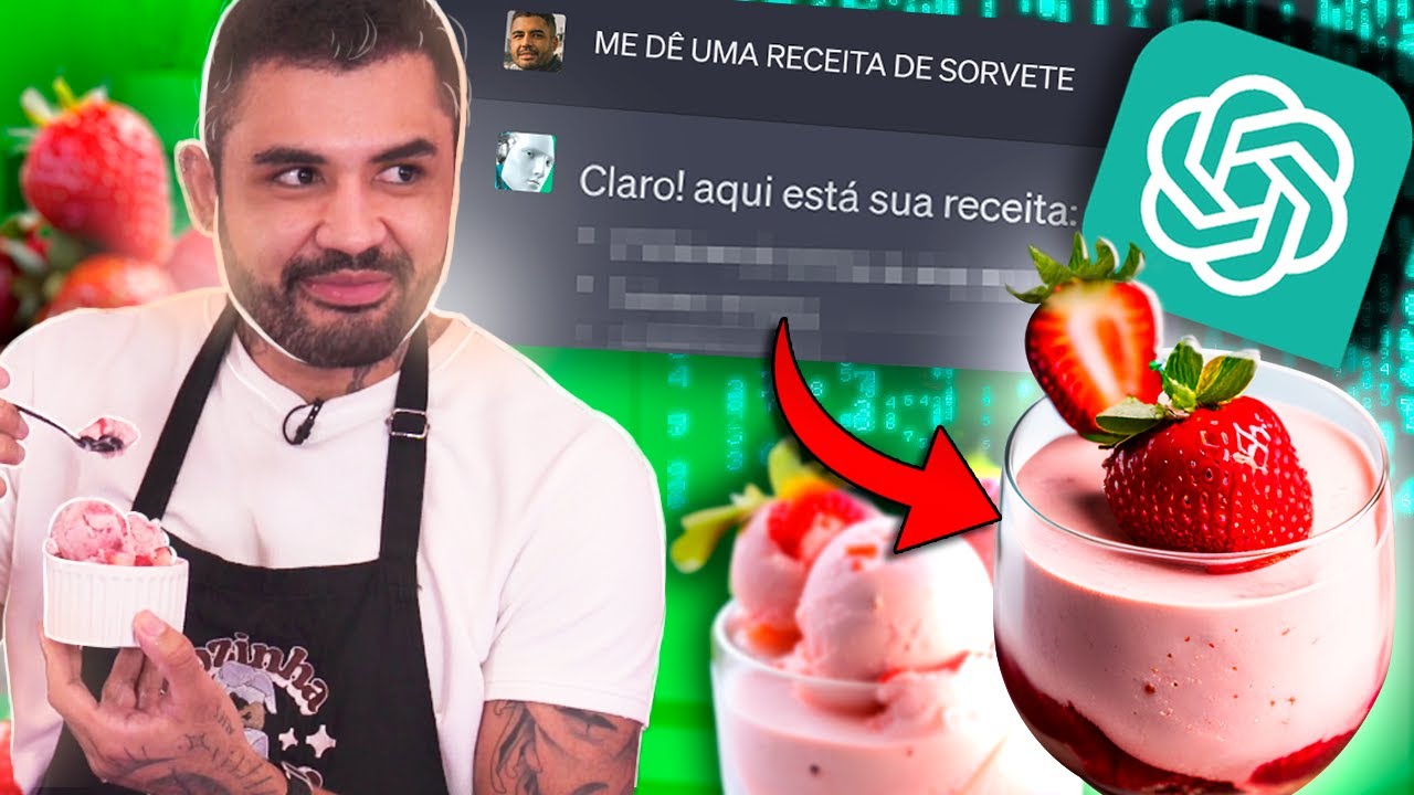 FIZ ESSE SORVETE COM O CHAT GPT! IOGURTE COM MORANGO!