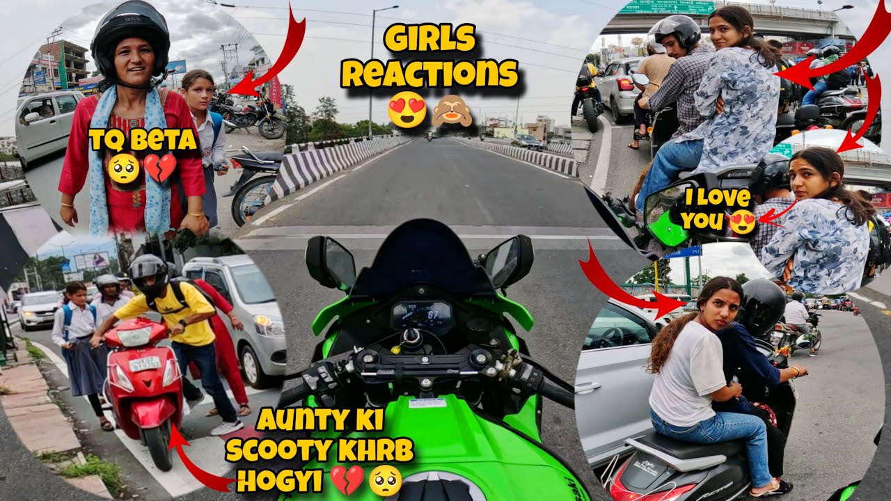 ZX10R Shocking Girls Reactions & Cute Girls  Reactions 😍 & Helping A Women During Stuck Her Scooty