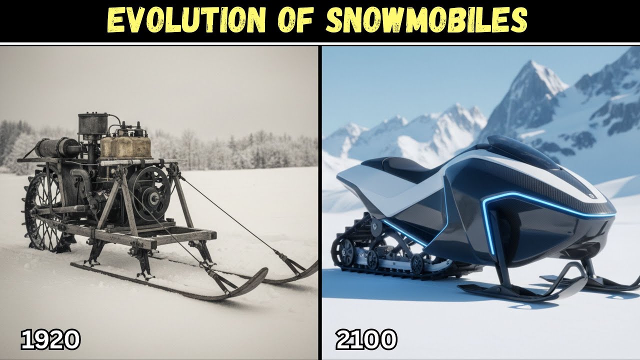 Шокирующая эволюция снегоходов (1920–2100) ❄️ От моторизованных саней до футуристических машин