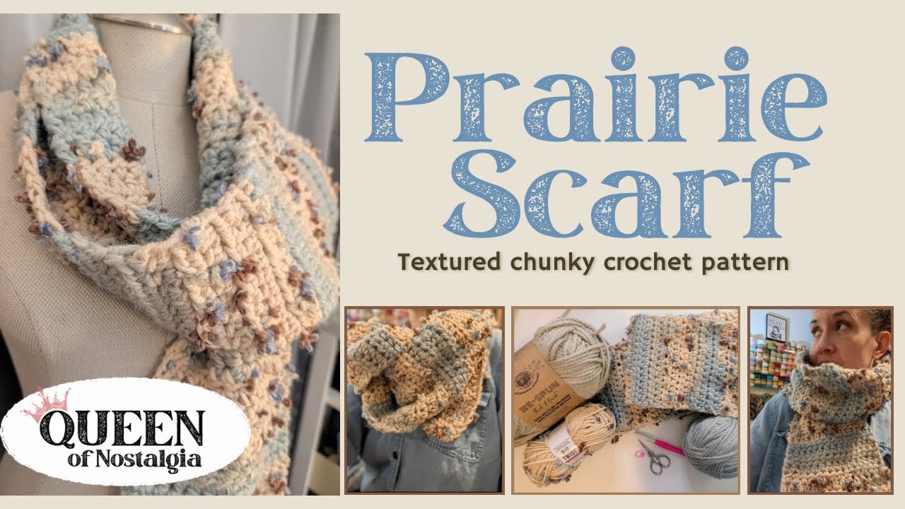 “Prairie Girl Scarf” using Big Twist Gigi yarn and Lion Brand Re-Spun Thick and Quick