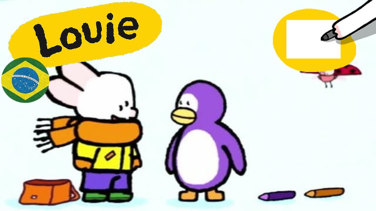 Louie, desenhe me 🎨✐ Louie, desenhe um Pinguim ✐ | Desenhos animados para crianças
