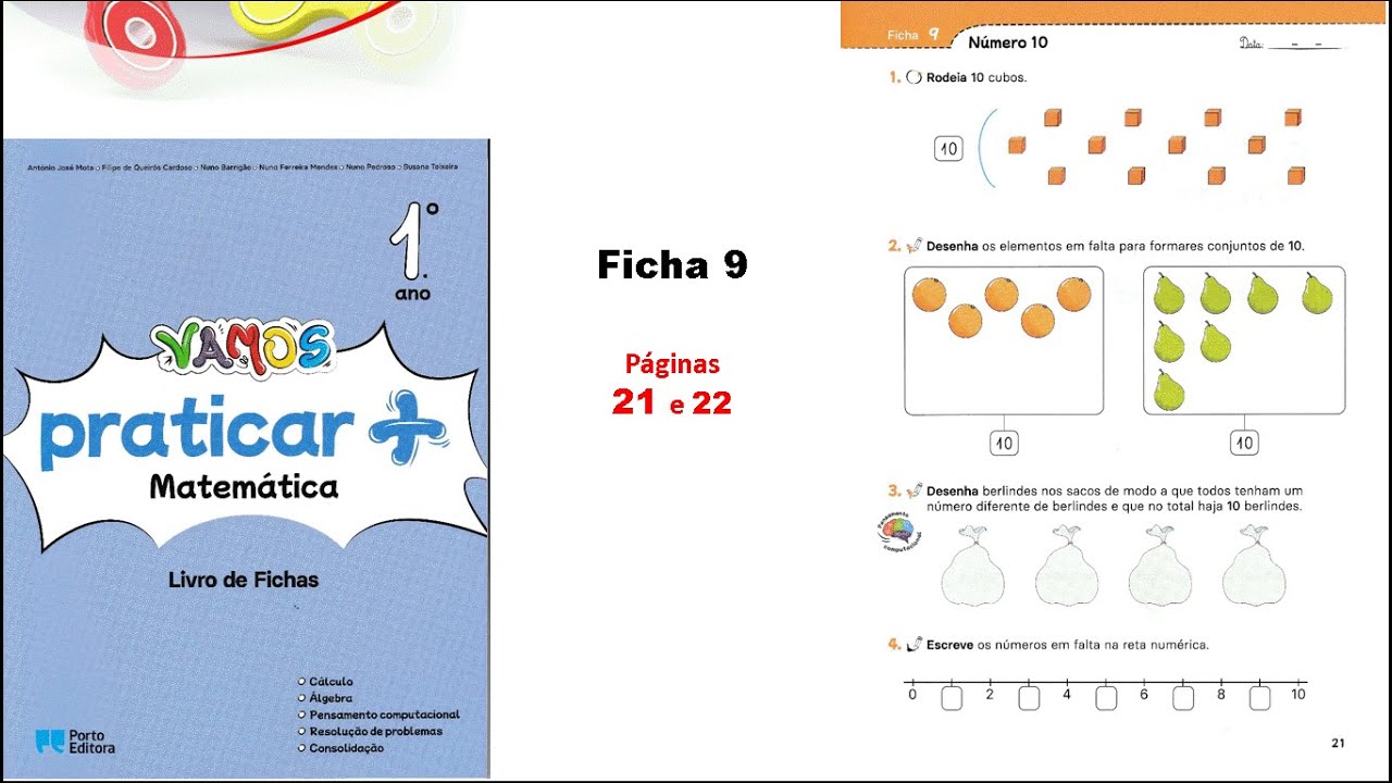 Ficha 9 - Número 10 - Pág. 21 e 22 - Matemática 1º ano