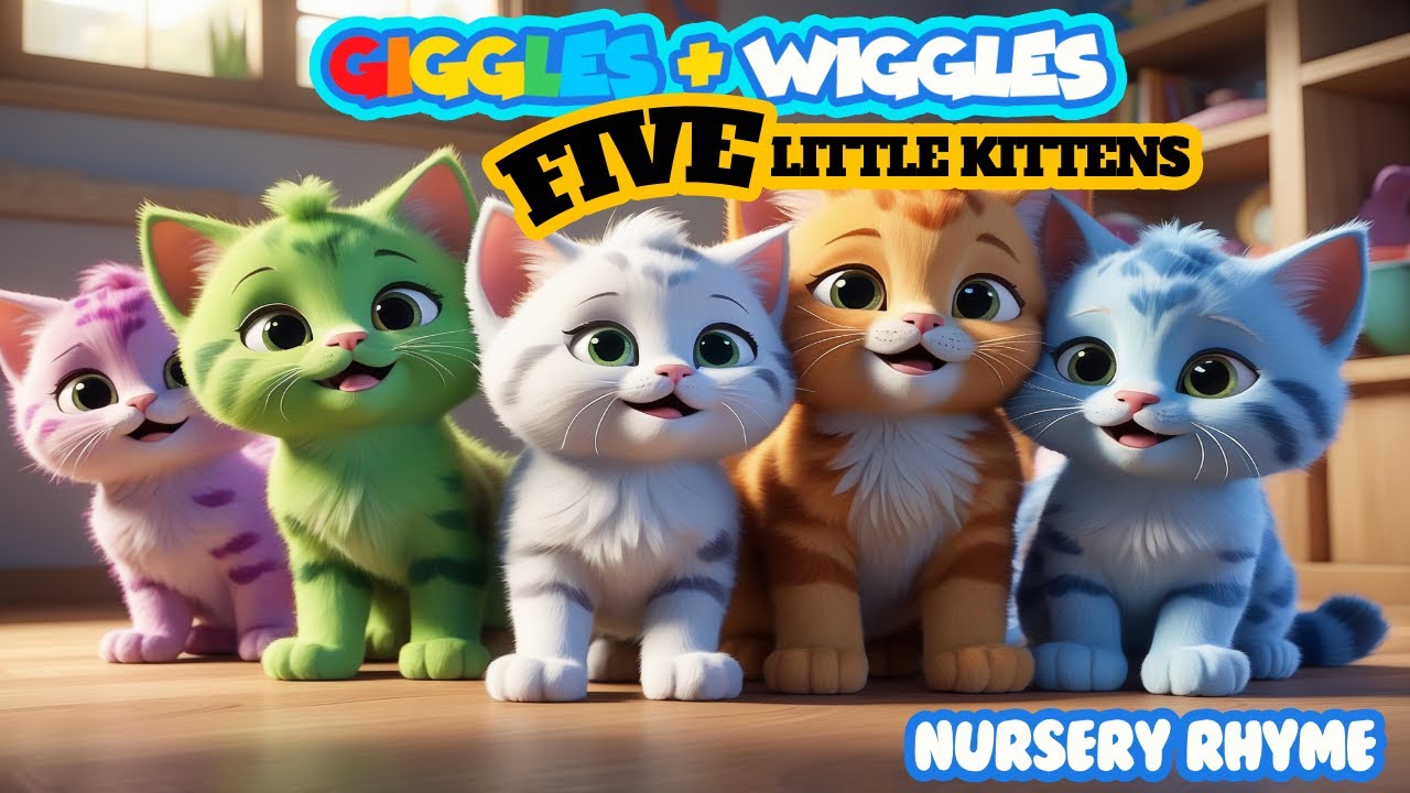 Kitten Countdown 5 to 1 Fun Playful Number Song | Learn to Count | Giggles&Wiggles Nursery Rhymes