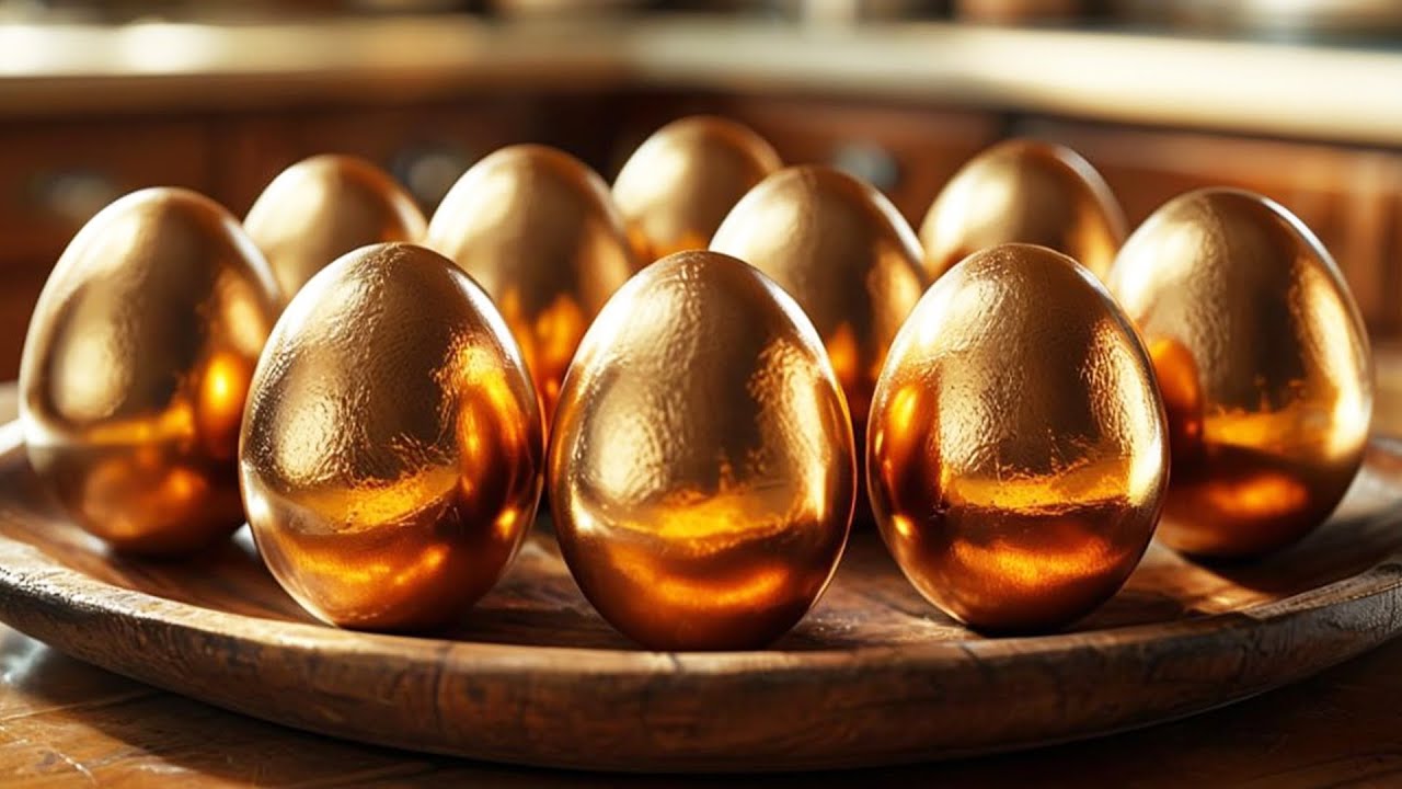 Золотые яйца, окрашенные луковыми раковинами для Пасхи! Раскраски яйца очень проста!