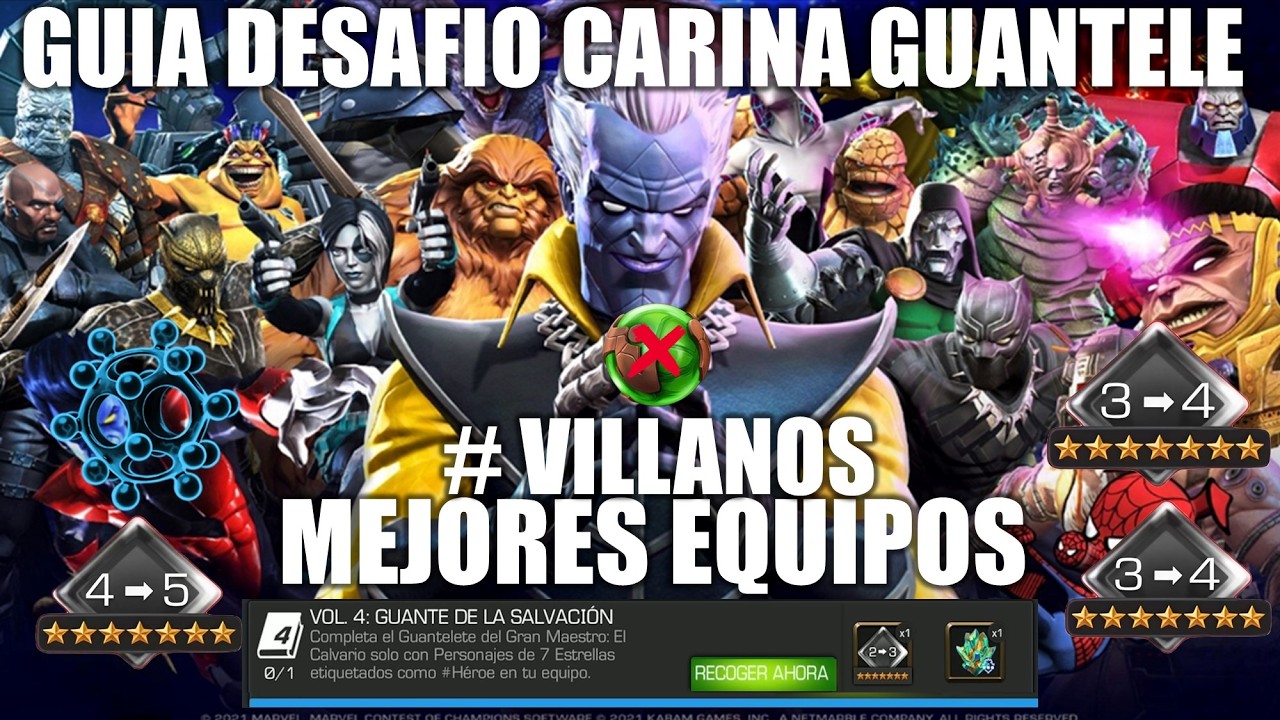 DESAFIO CARINA THE ORDEAL CALVARIO #VILLANOS - GUIA + MEJORES EQUIPOS PARA EL100% SIN GASTO - MCOC
