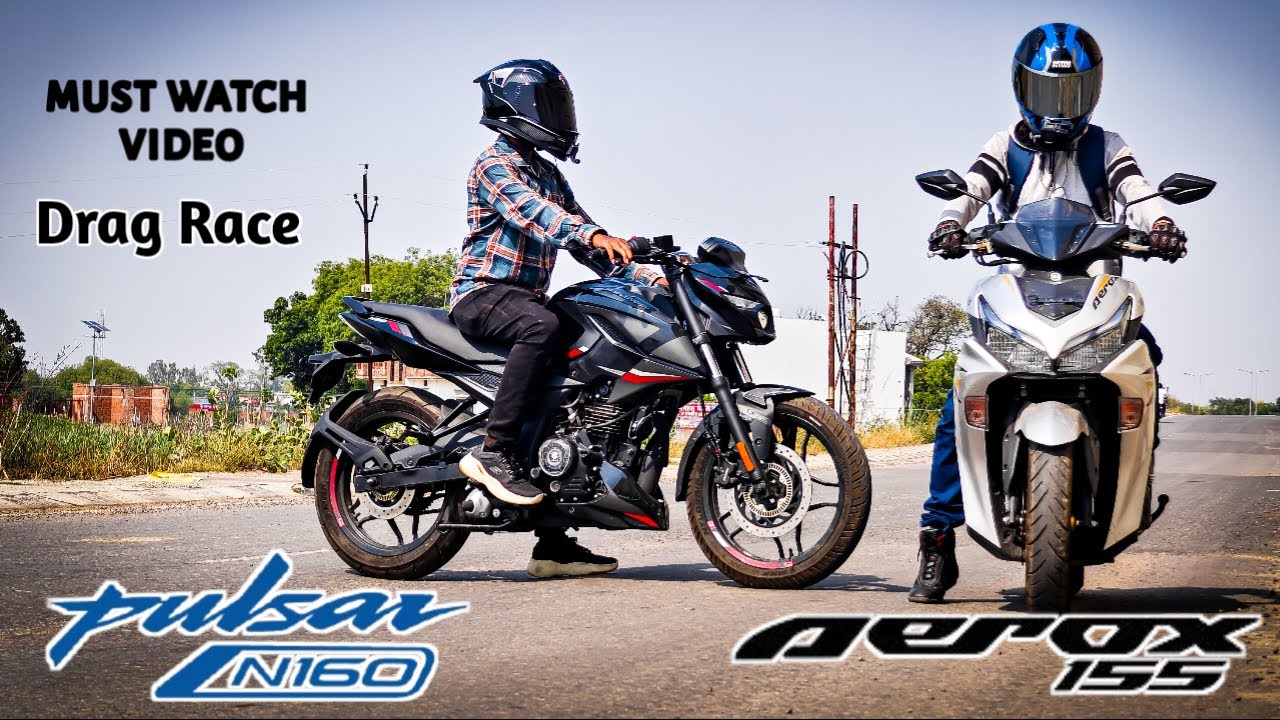 Bajaj Pulsar N160 Vs Yamaha Aerox 155 | Drag Race