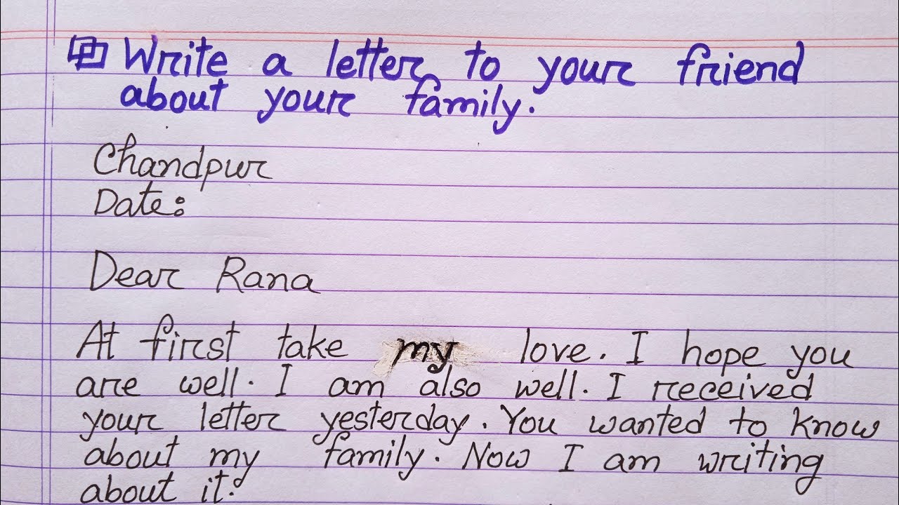 Write a letter to your friend about your family ||  letter about my family || my family letter.
