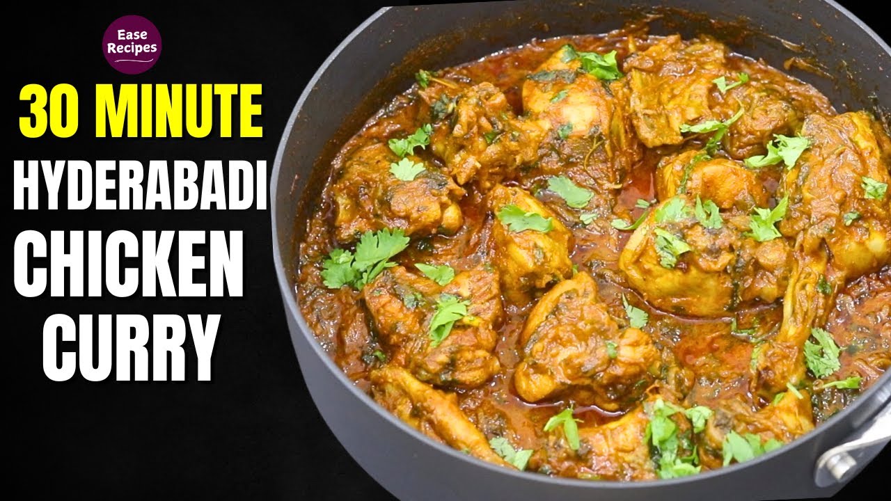Hyderabadi Chicken Curry Recipe - 30 Minutes - Restaurant Style - Easy Chicken Curry For Bachelors