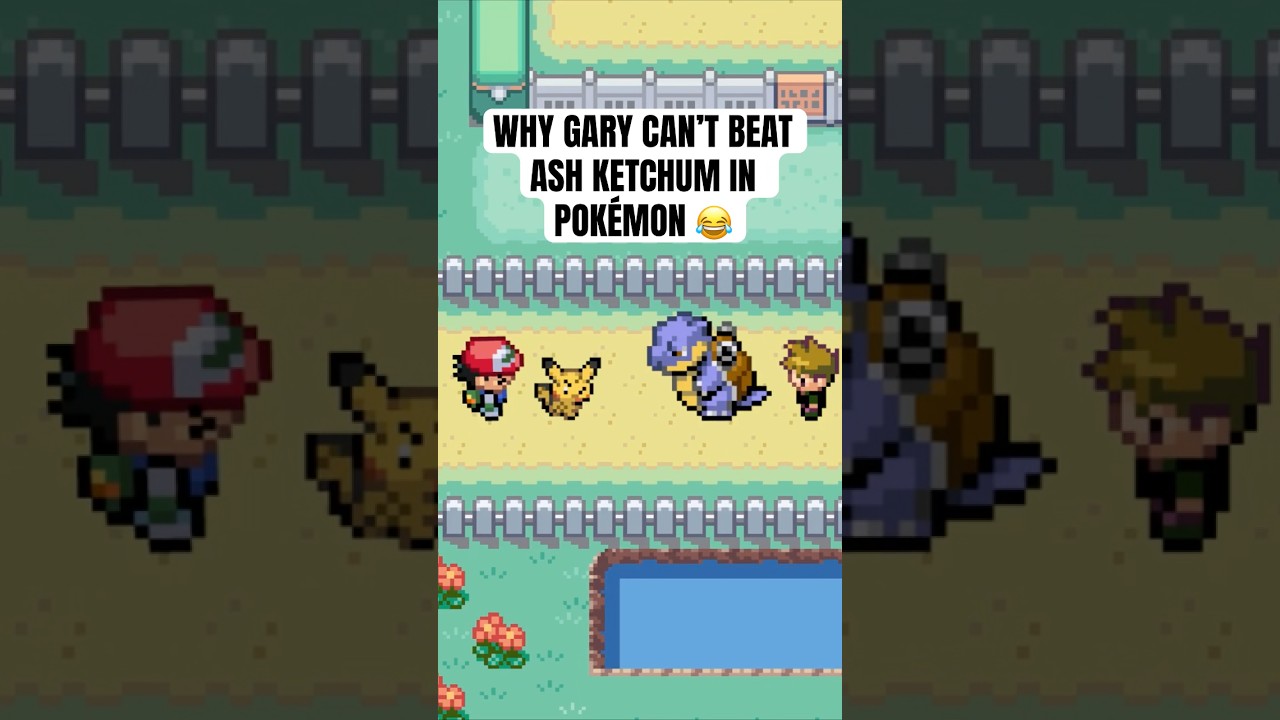 Why Gary can&rsquo;t beat Ash Ketchum in Pokemon 😂 #pokemon #shorts