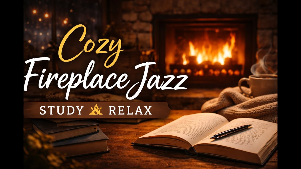Study Jazz Lounge 🏠🔥 Fireplace Jazz | Deep Focus Study Ambience