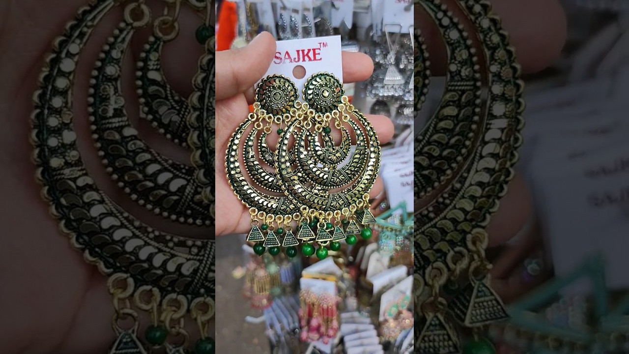 chandbali earrings | green colour earrings | long earrings jewelry | earrings #earrings #shorts #yt