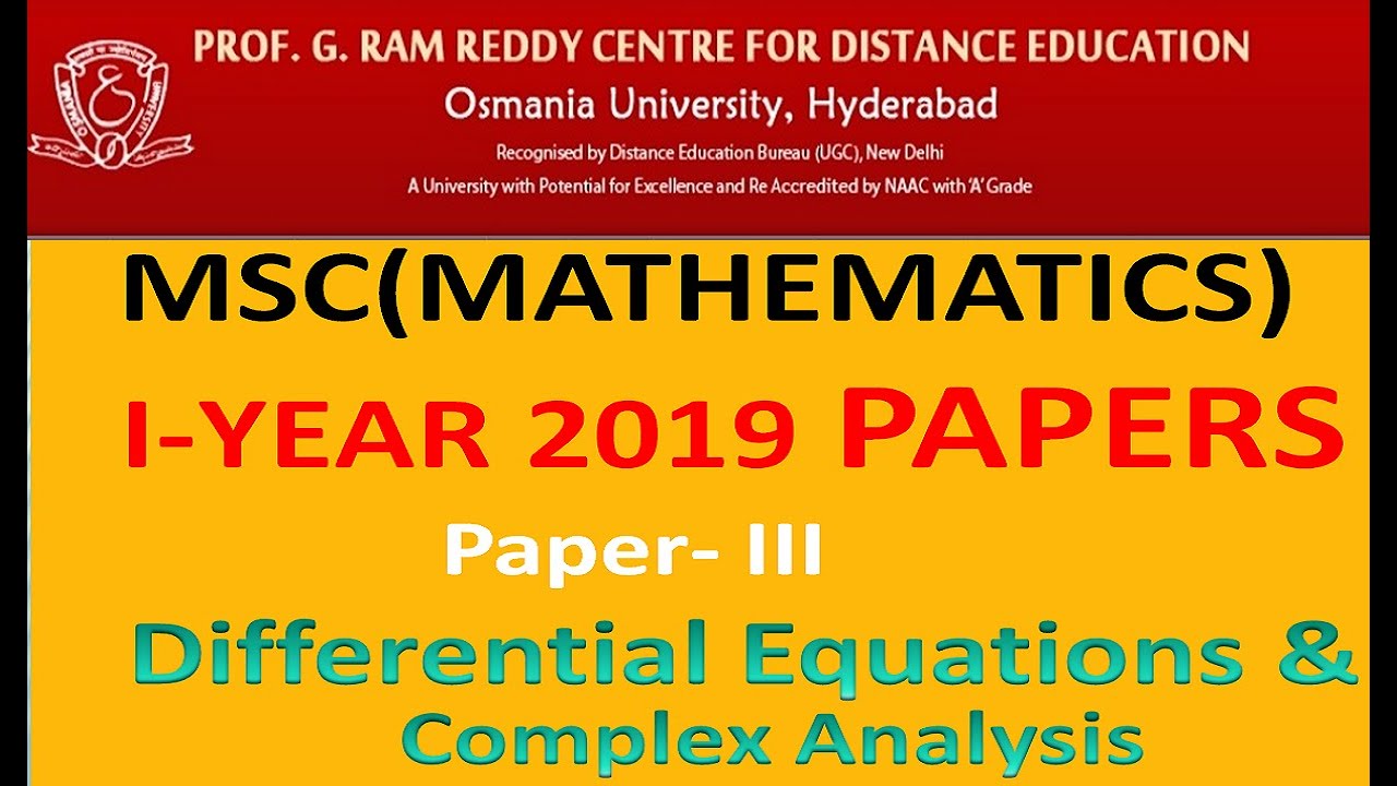 PGRRCDE  MSC MATHEMATICS  PREVIOUS PAPERS || I-YEAR PREVIOUS PAPERS 2019 || IMPORTANT QUESTIONS ||