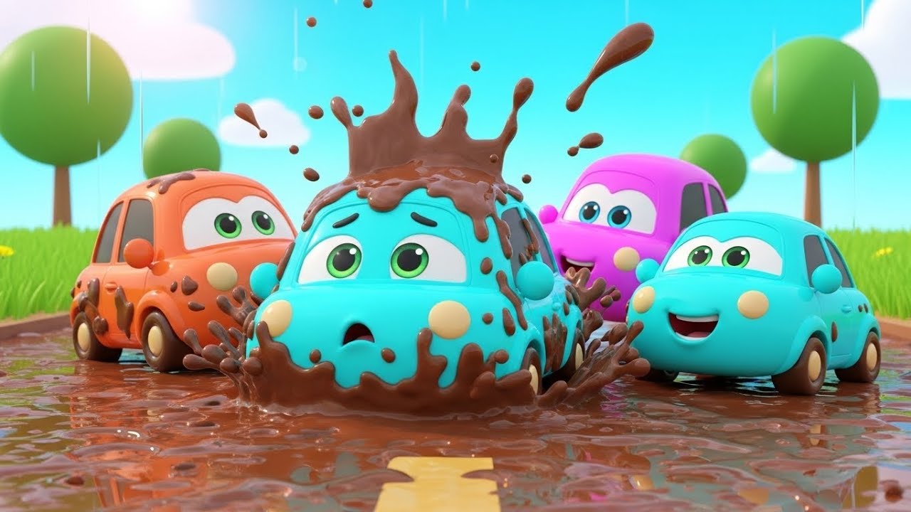 Muddy Cars Road Rescue 🚗💦 | Stuck & Car Wash Adventure + Mixed English Nursery Rhymes for Kids