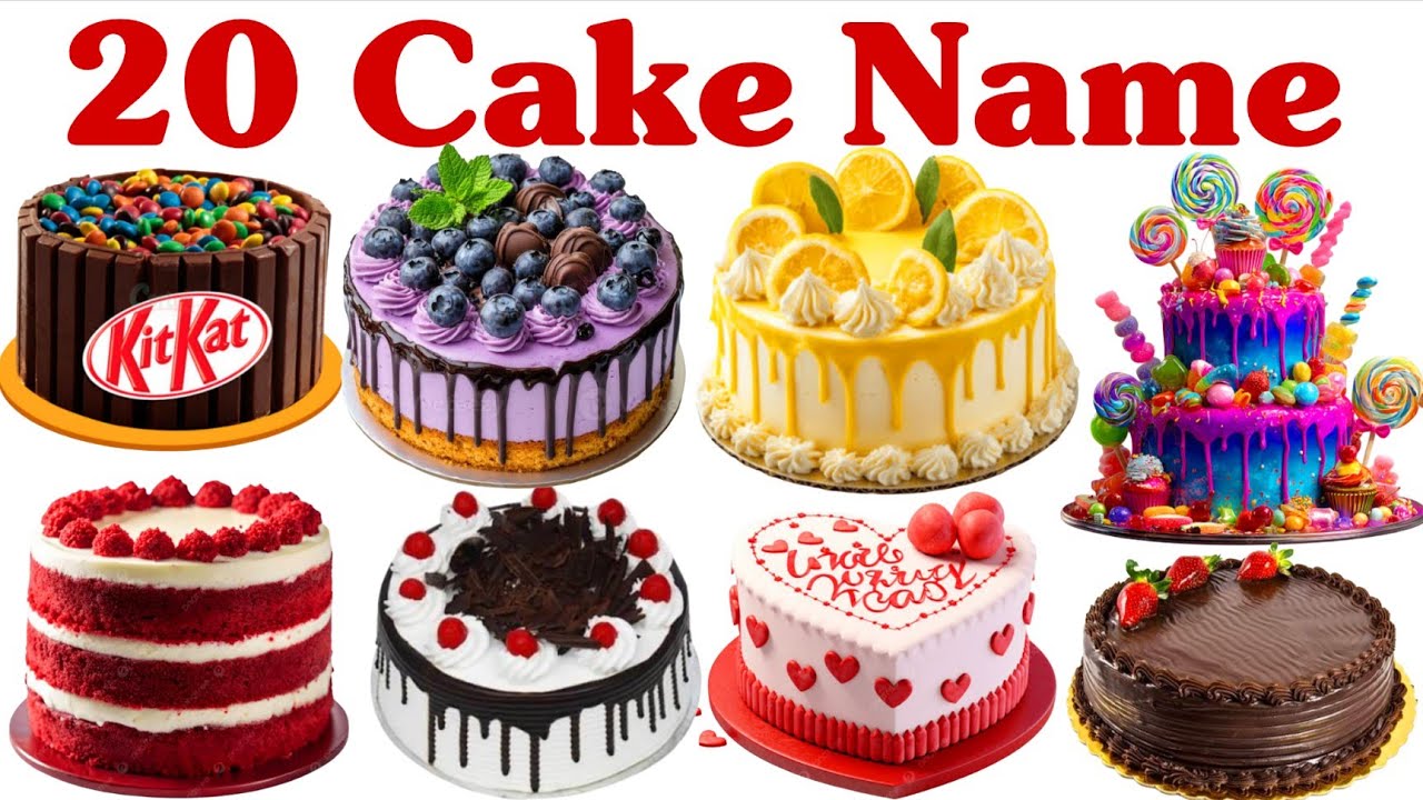 20 केक के नाम सीखें बच्चों के लिए | Learn 20 Cake Names for Kids with Pictures and Sound