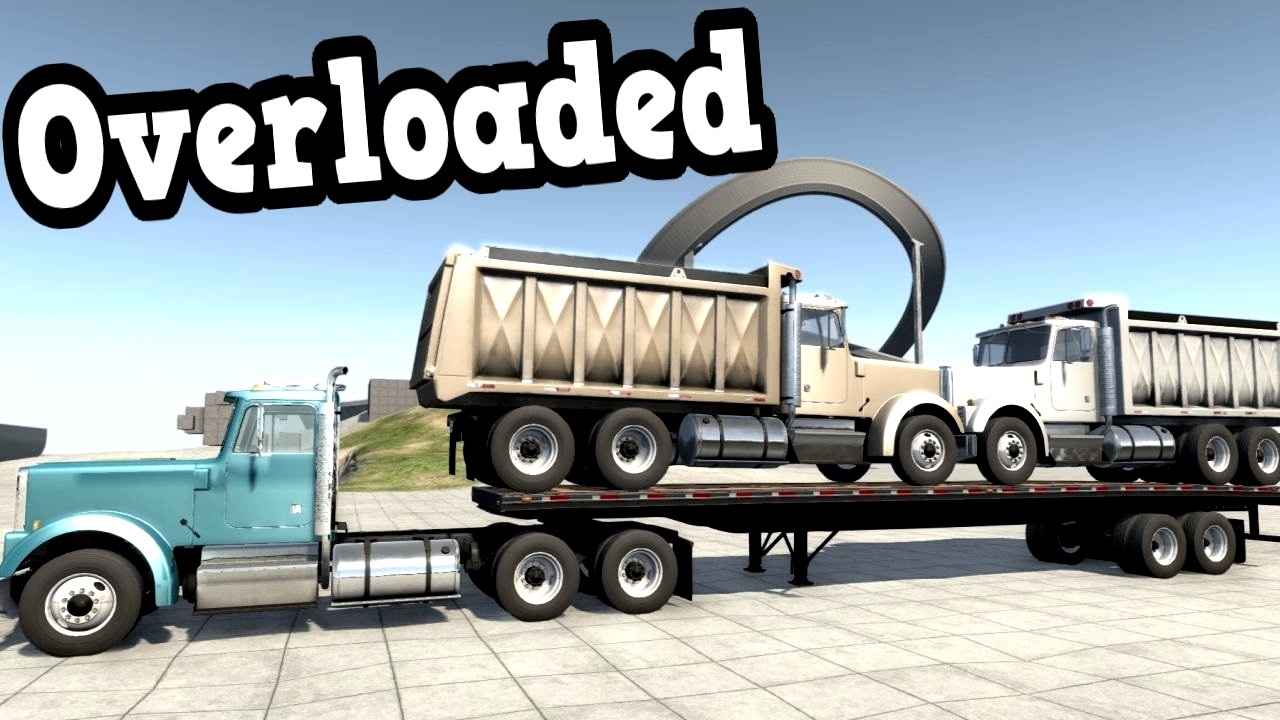BeamNG Drive - Overloaded Flatbed Semi Truck
